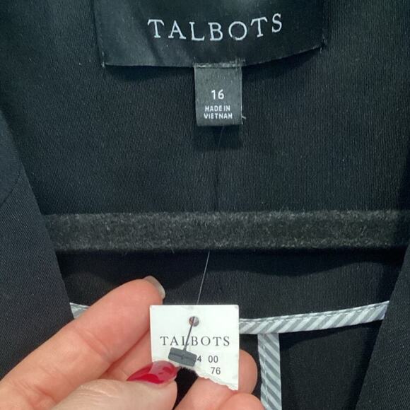 Talbots Womens Single Breaster Blazer Plus Size 16 Black Classic Corporate New - Picture 2 of 8